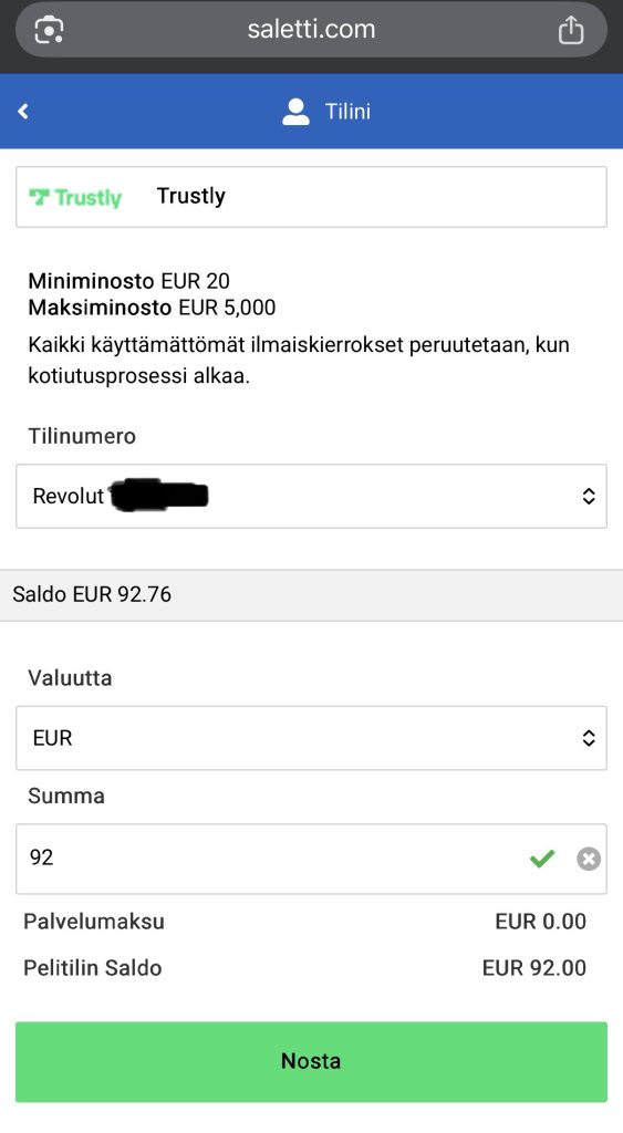 Kotiutuksen tekeminen MGA kasinolla